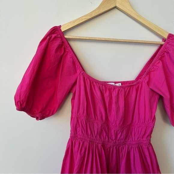 Avec Les Filles Puff Sleeve Poplin Tiered Dress Pink Size XS - Picture 5 of 7